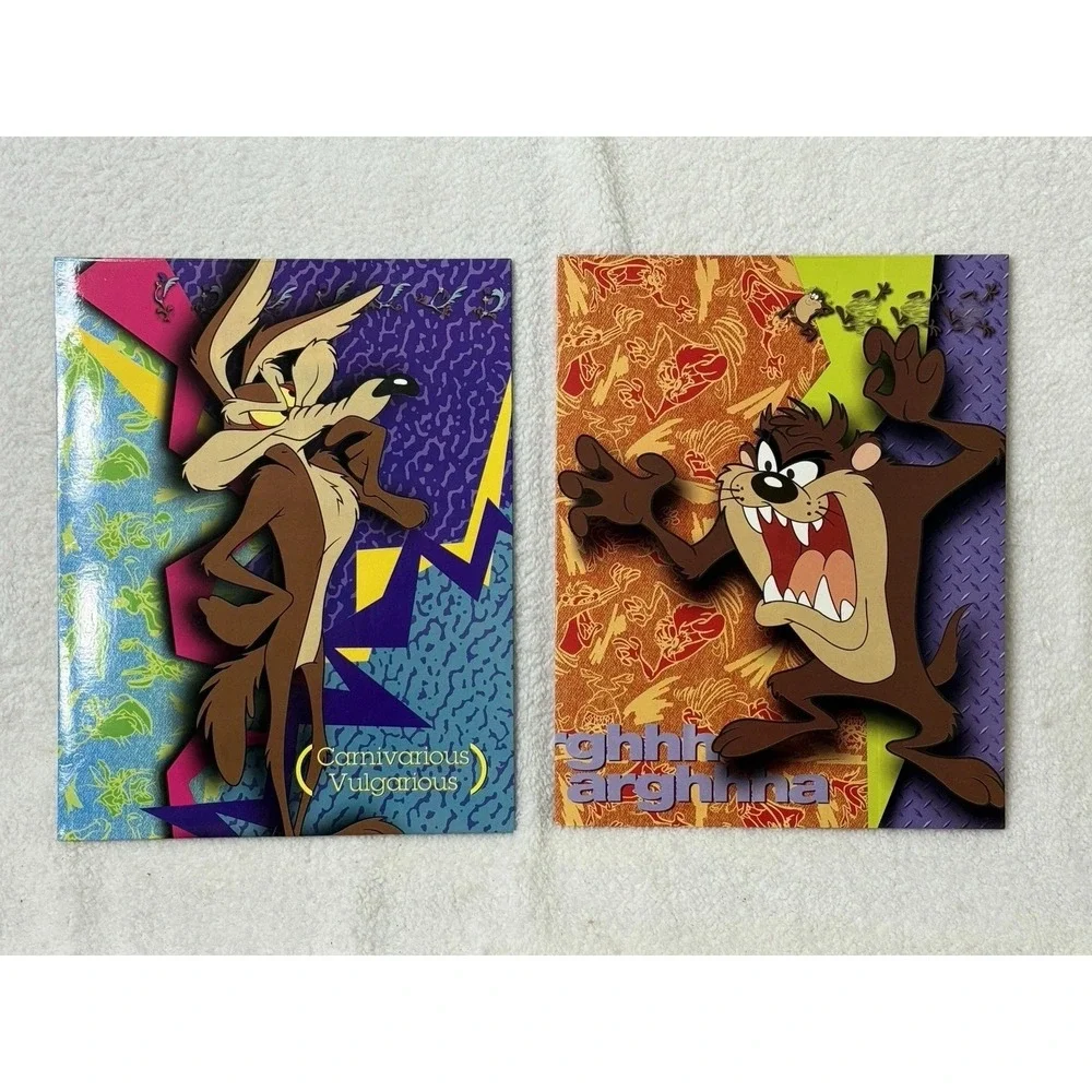 Vintage 90's Looney Tunes School Folder Lot of 2 Stuart Hall Taz Wiley Coyote